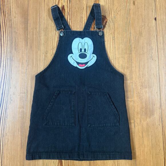 Disney Mickey Mouse black jean overall skirt SIZE 13 - Picture 1 of 6